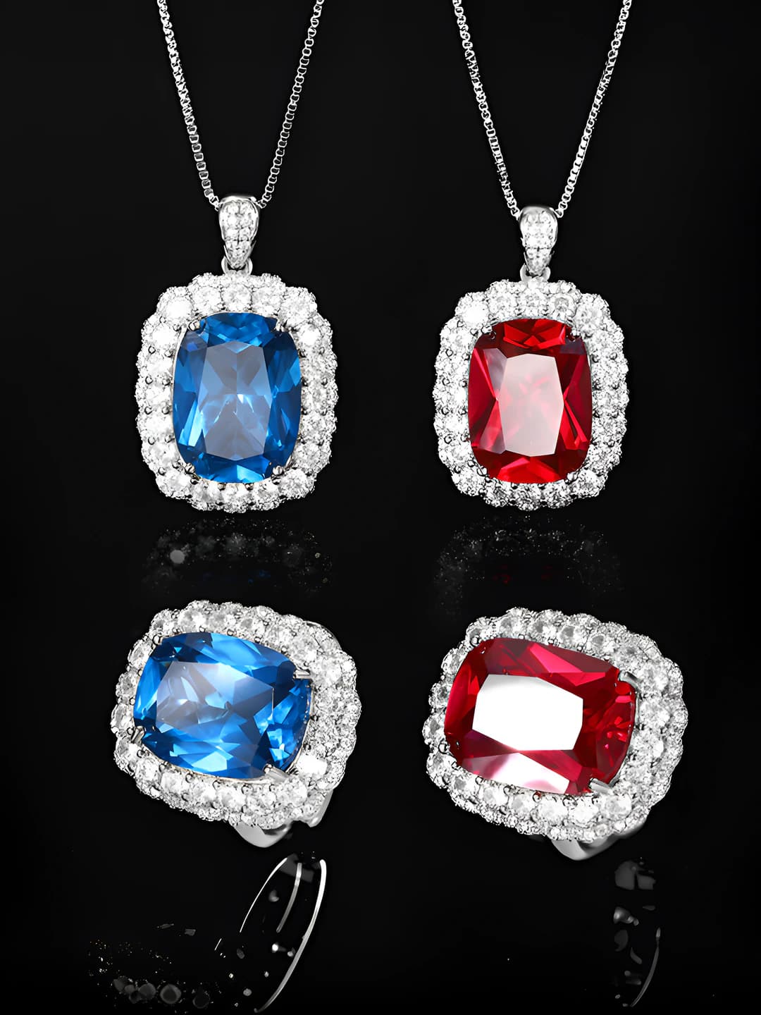 Women's 2026 retro set (komplekt) with gold-plated copper base and synthetic ruby