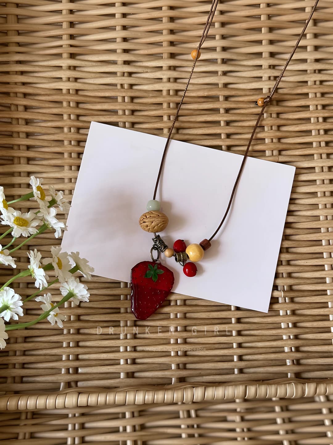 Small strawberry pendant necklace