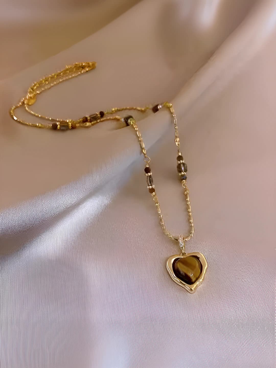 Tiger eye heart necklace