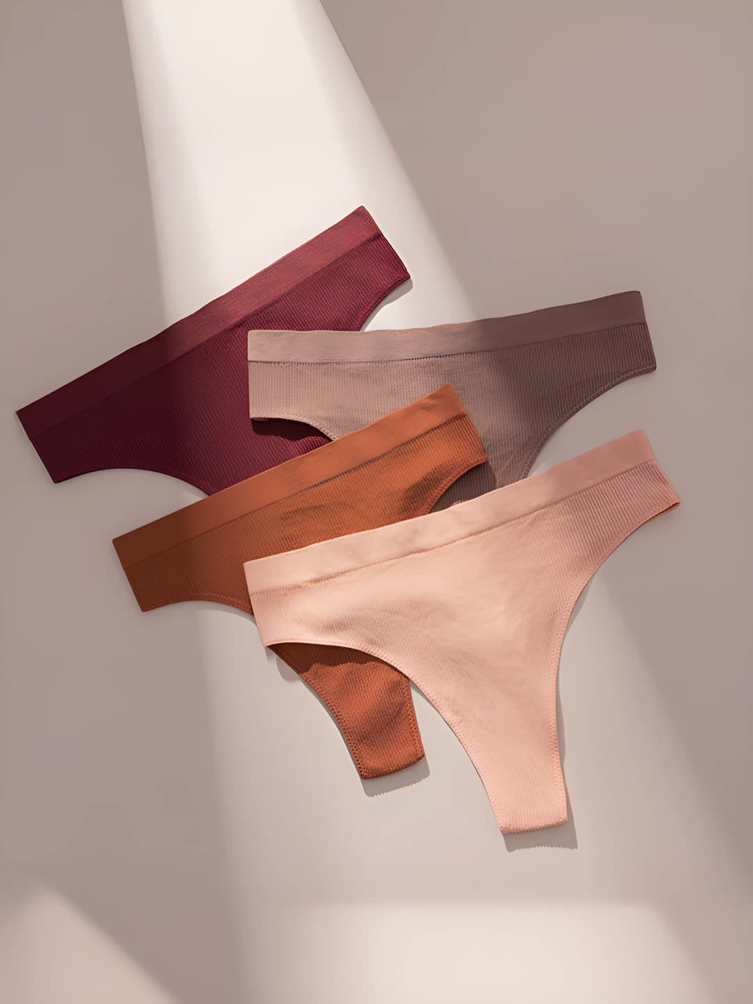 Women's ribbed briefs: breathable, quick-dry, invisible, solid colour, all-season