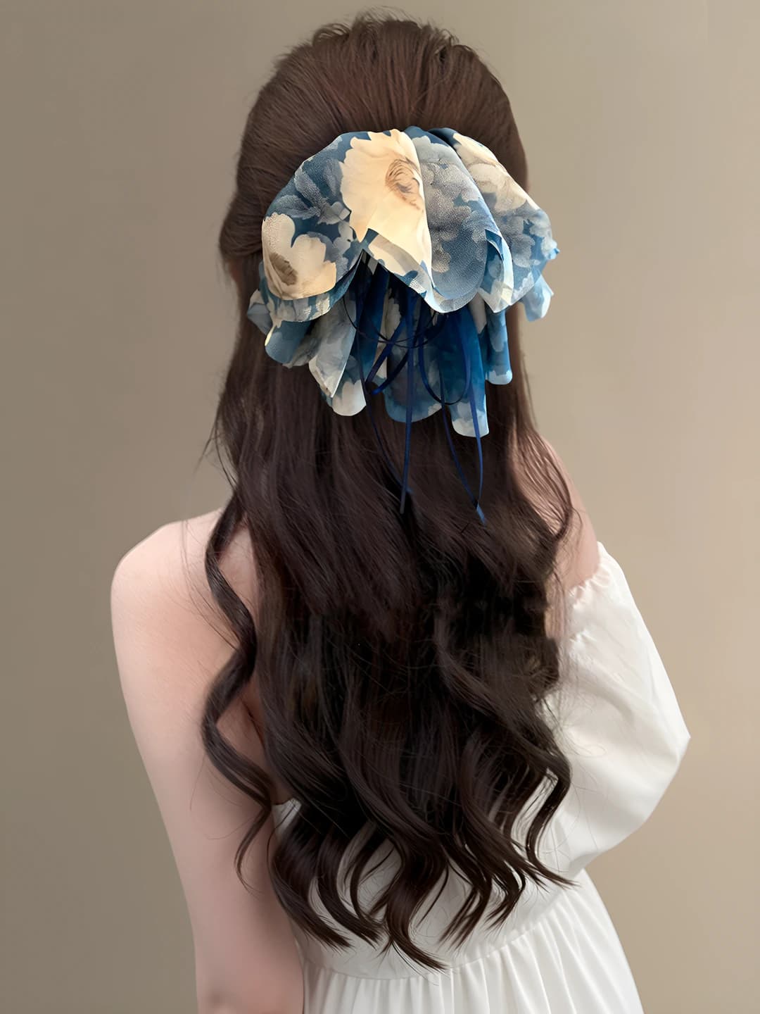 Navy, floral, 4 cm