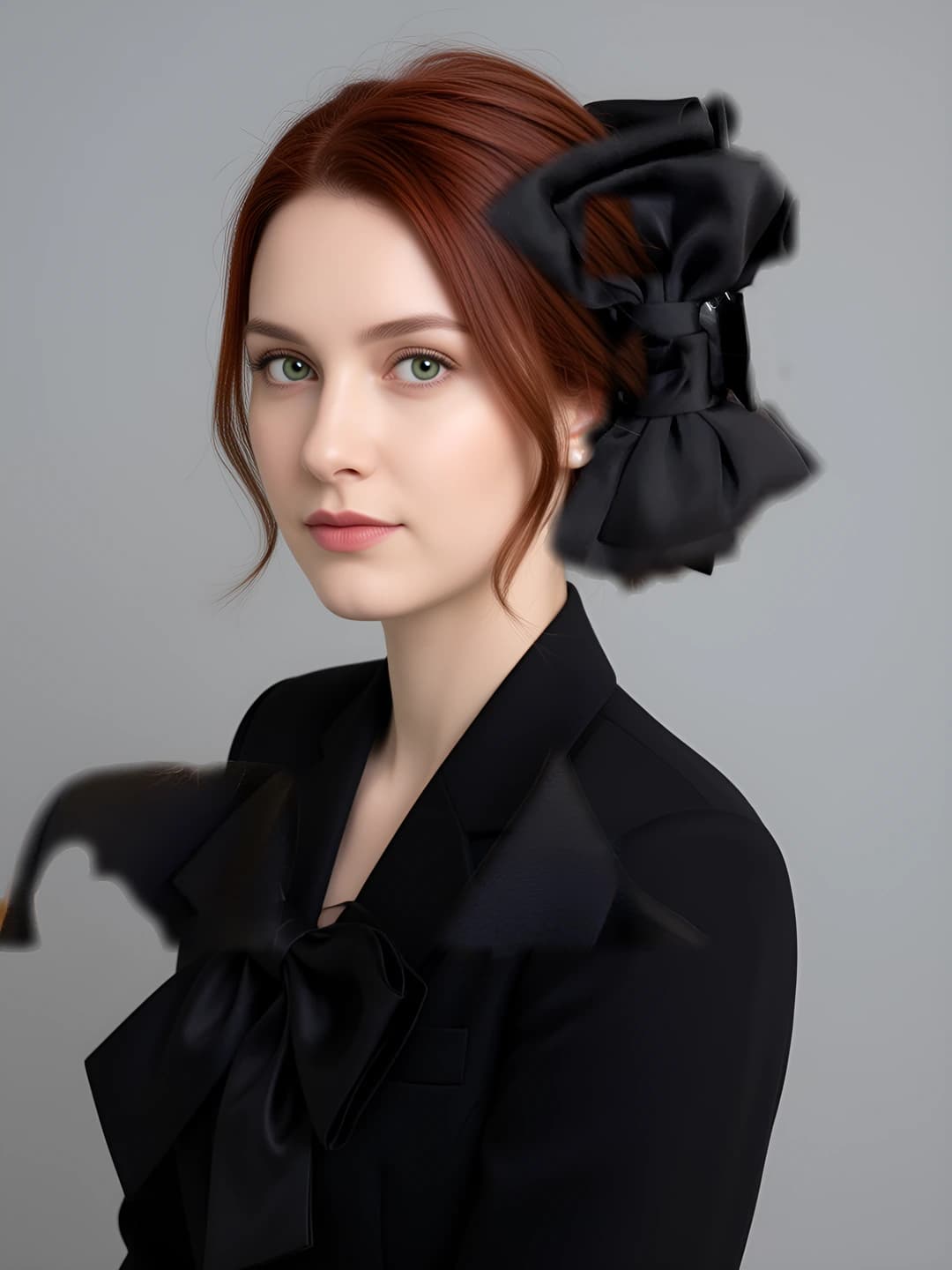 4# Black large bow 13.5 cm