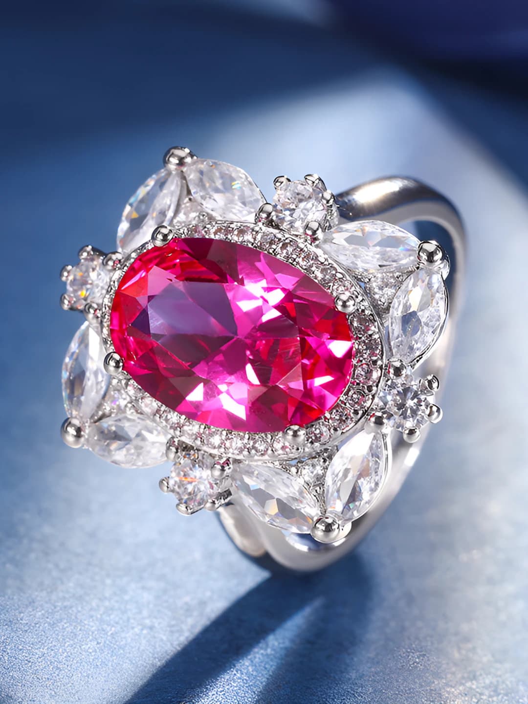 Rose red ruby ring