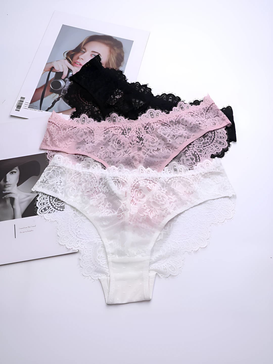 Women's lace panties, low waist, thin, floral pattern, hip-lifting, breathable, plus size