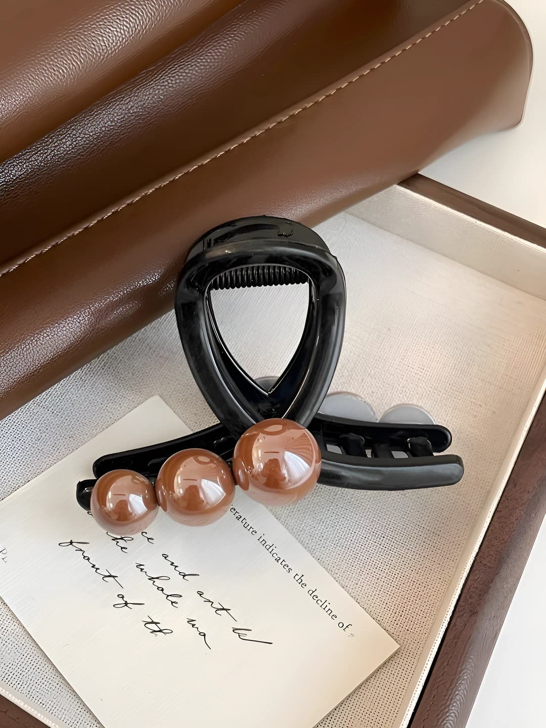 Glossy black base clip 8 cm [Dark coffee pearl]