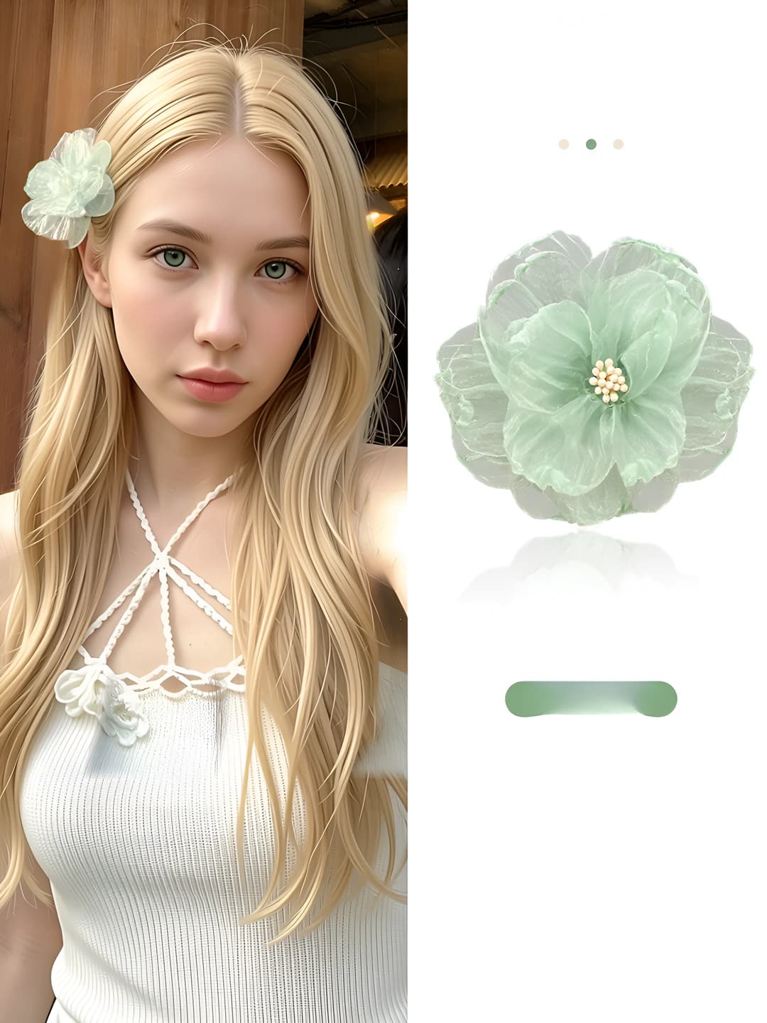 3# Синий цветочный боковой зажим