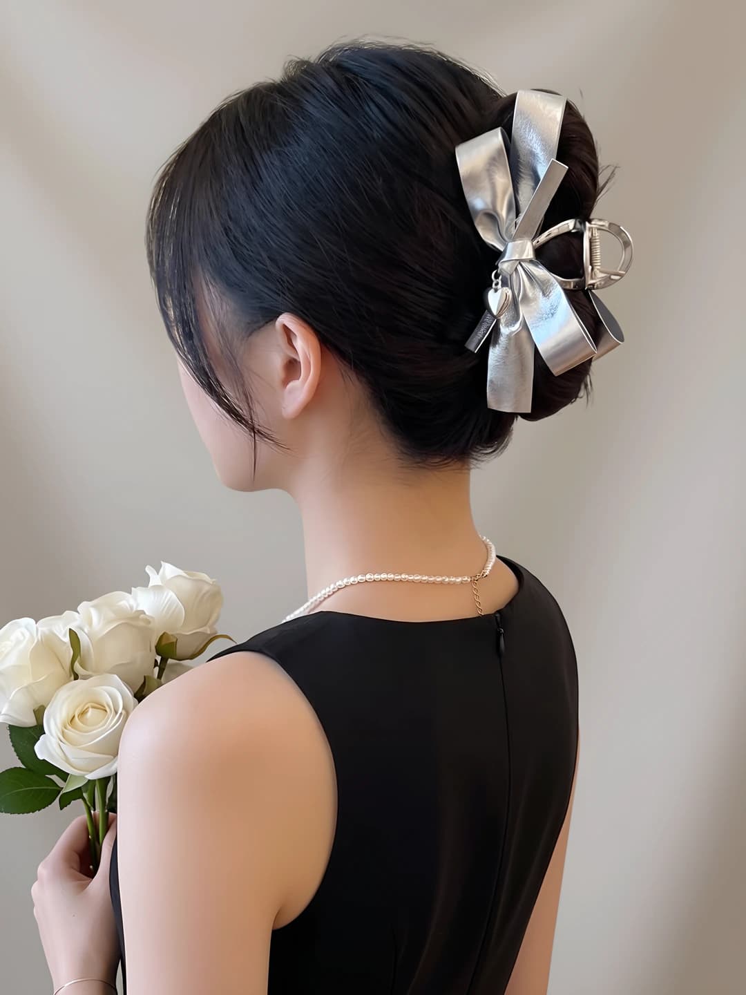 1# Silver fabric strip clip 12cm