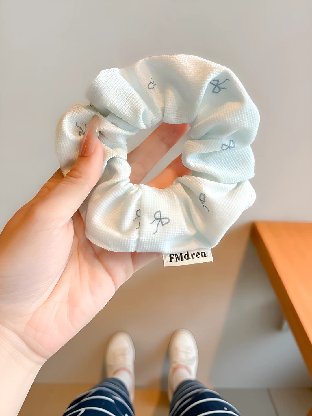 Corduroy bow small scrunchie