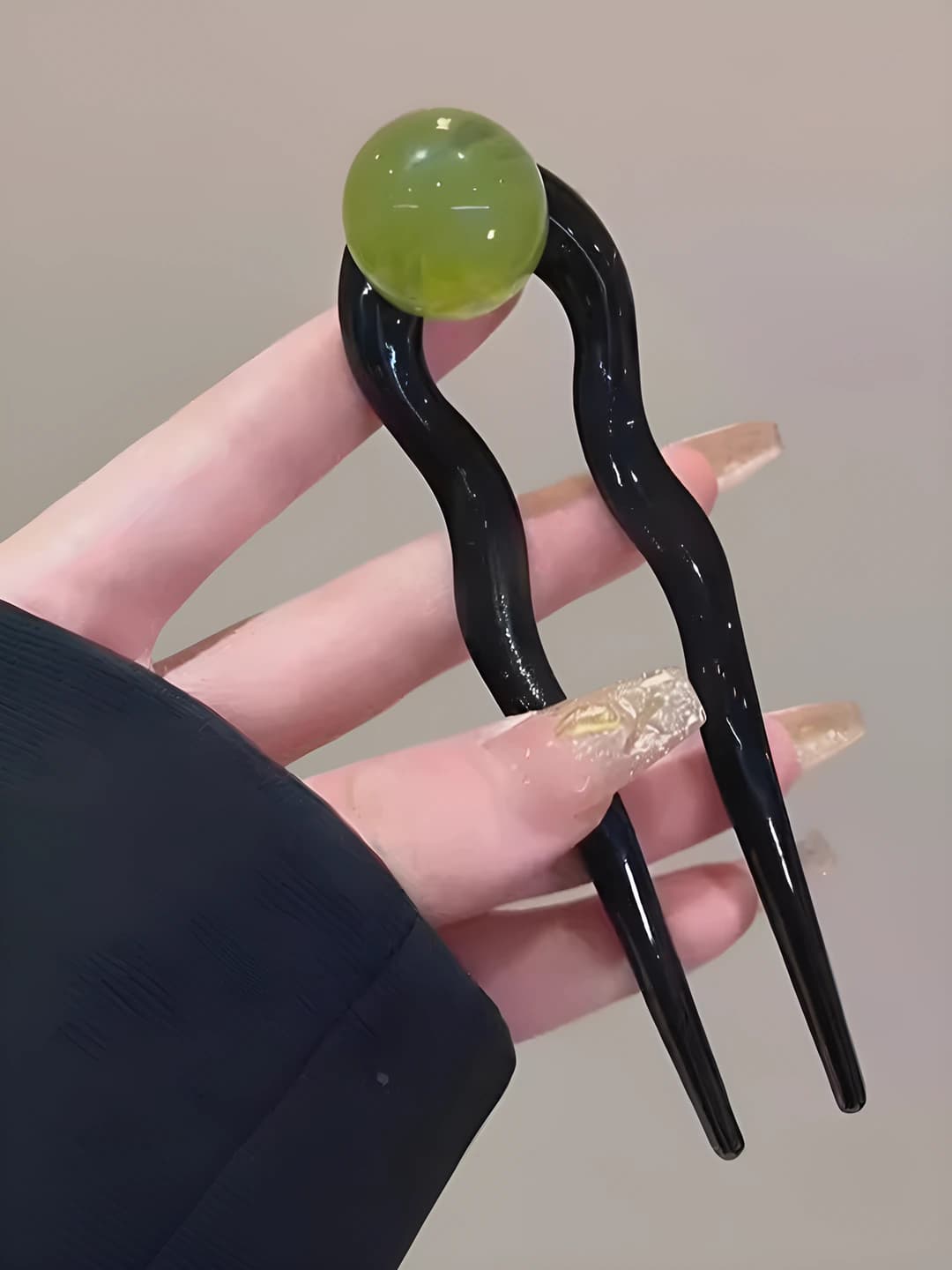 2# Green pearl U-shape, 13 cm