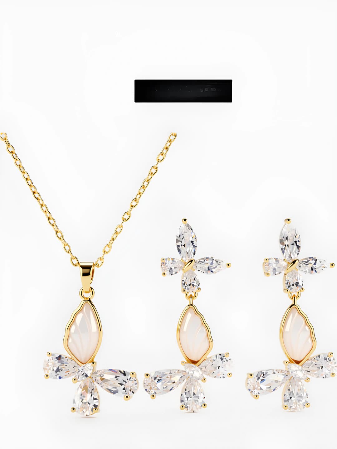 Women's summer copper alloy set with color retention, butterfly pattern earrings and necklace