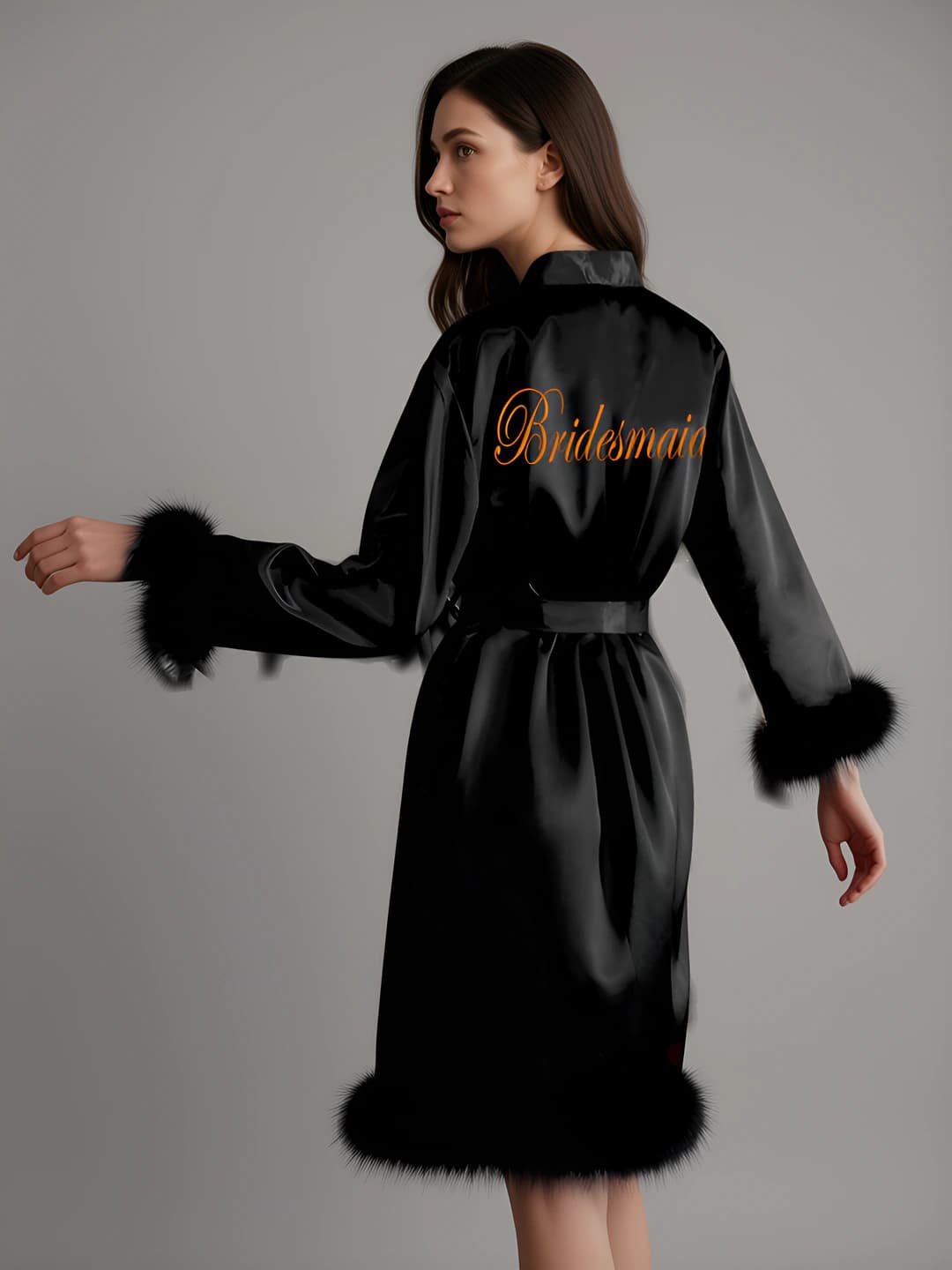 Black, feather hem - Bridesmaid