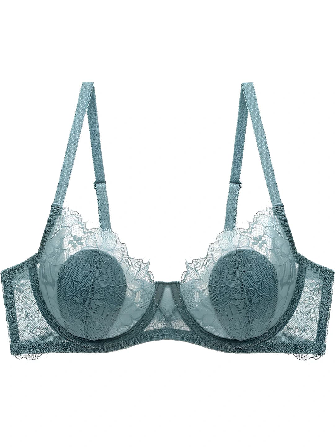 Women's thin lace bra, 3/4 cup, minimizes large bust, breathable and comfortable
