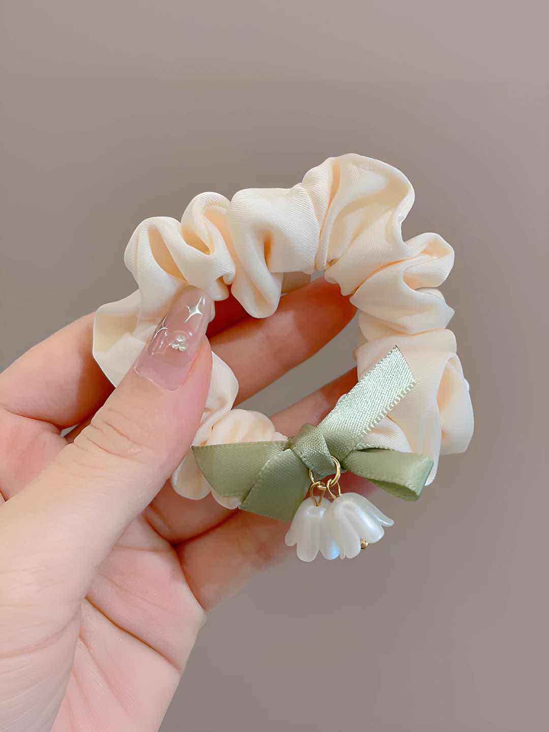 Beige, bow, 9 cm