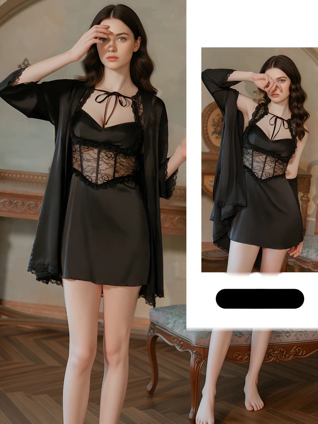 3957 Black (robe + belt)