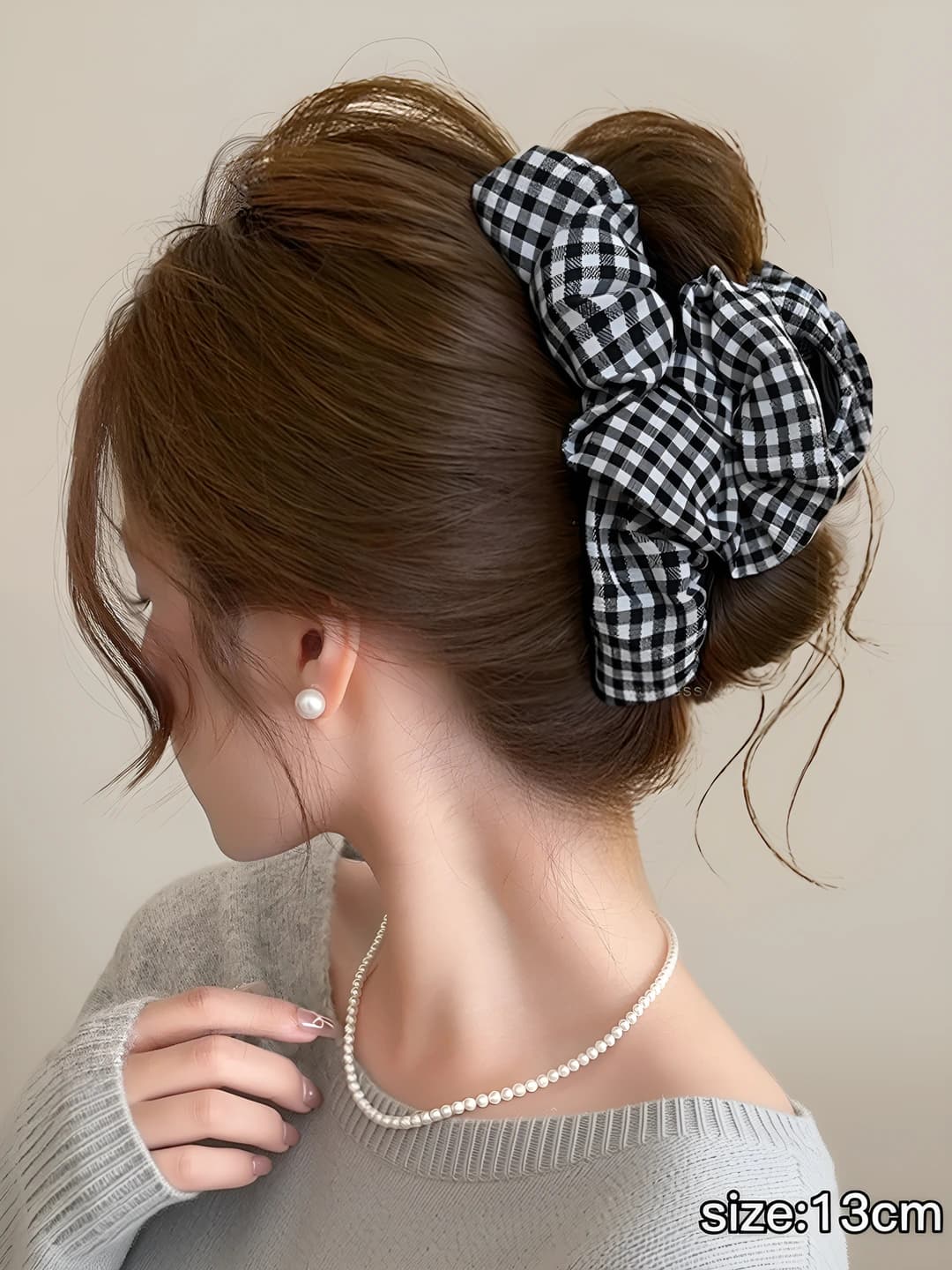 1# Black & white plaid ruffle ~13cm