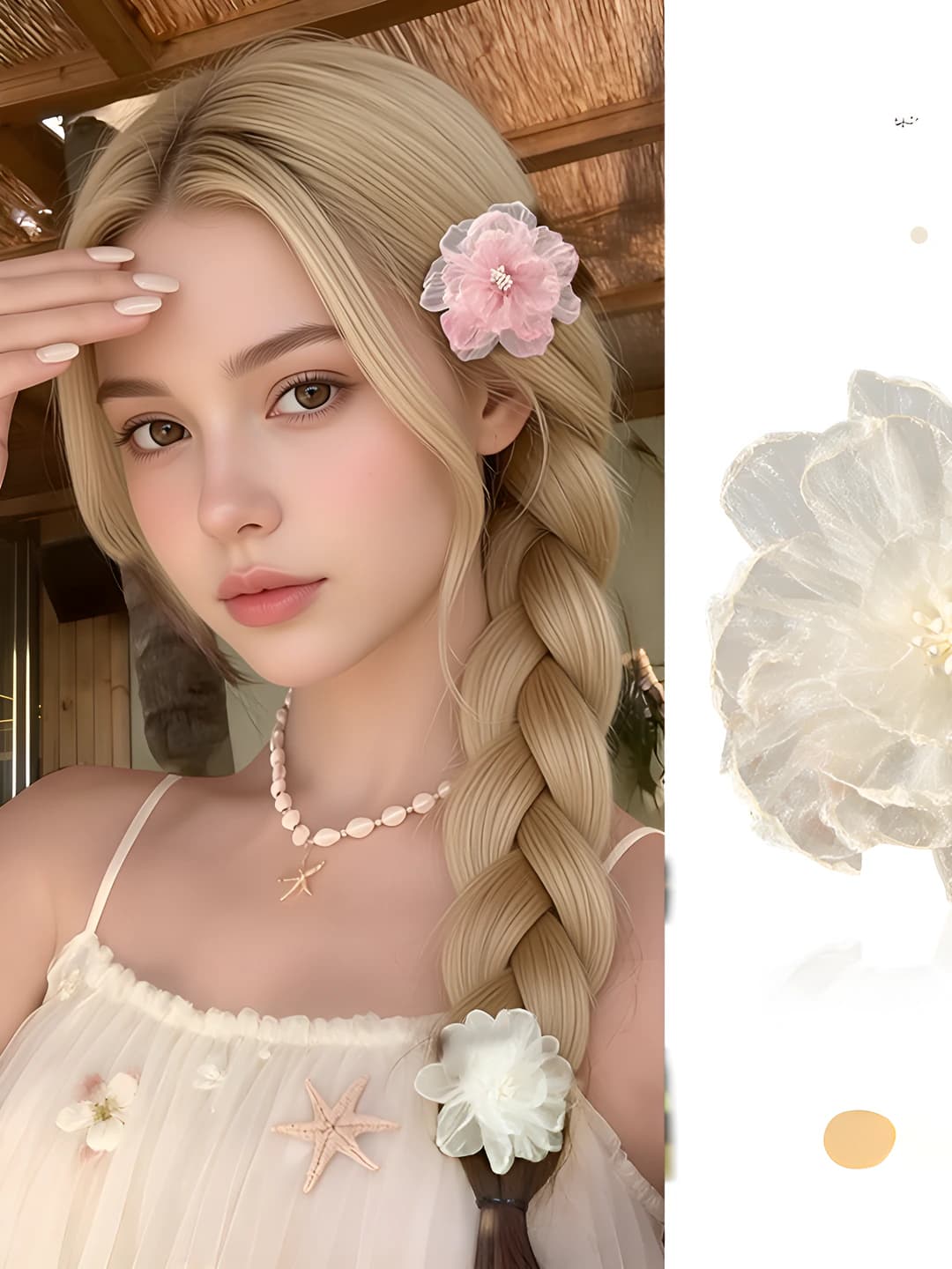 2# Белый цветочный боковой зажим