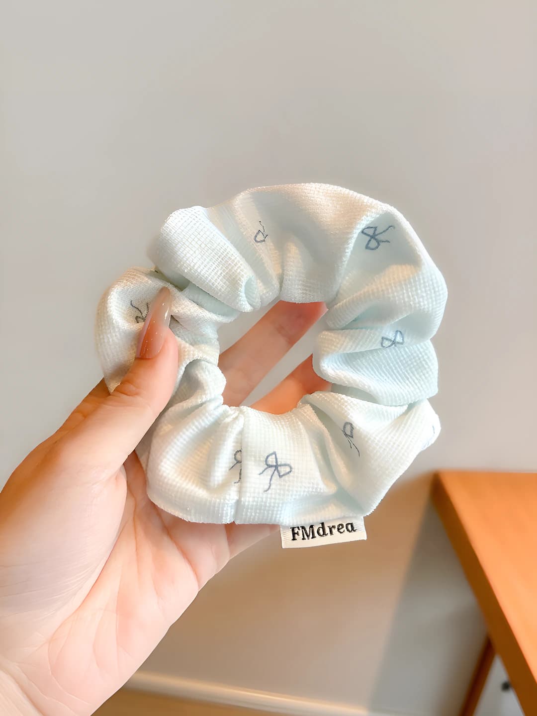 Corduroy bow small scrunchie