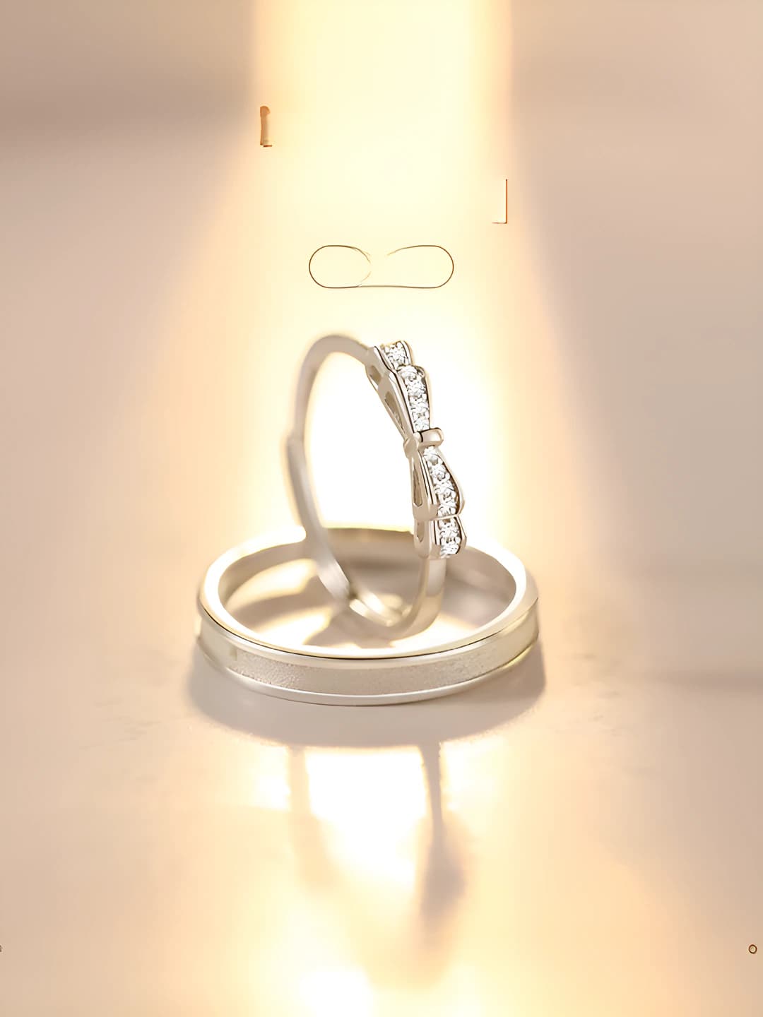 Women's 2026 minimalist style ring with bow and geometric design, made of copper, electroplated, adjustable band