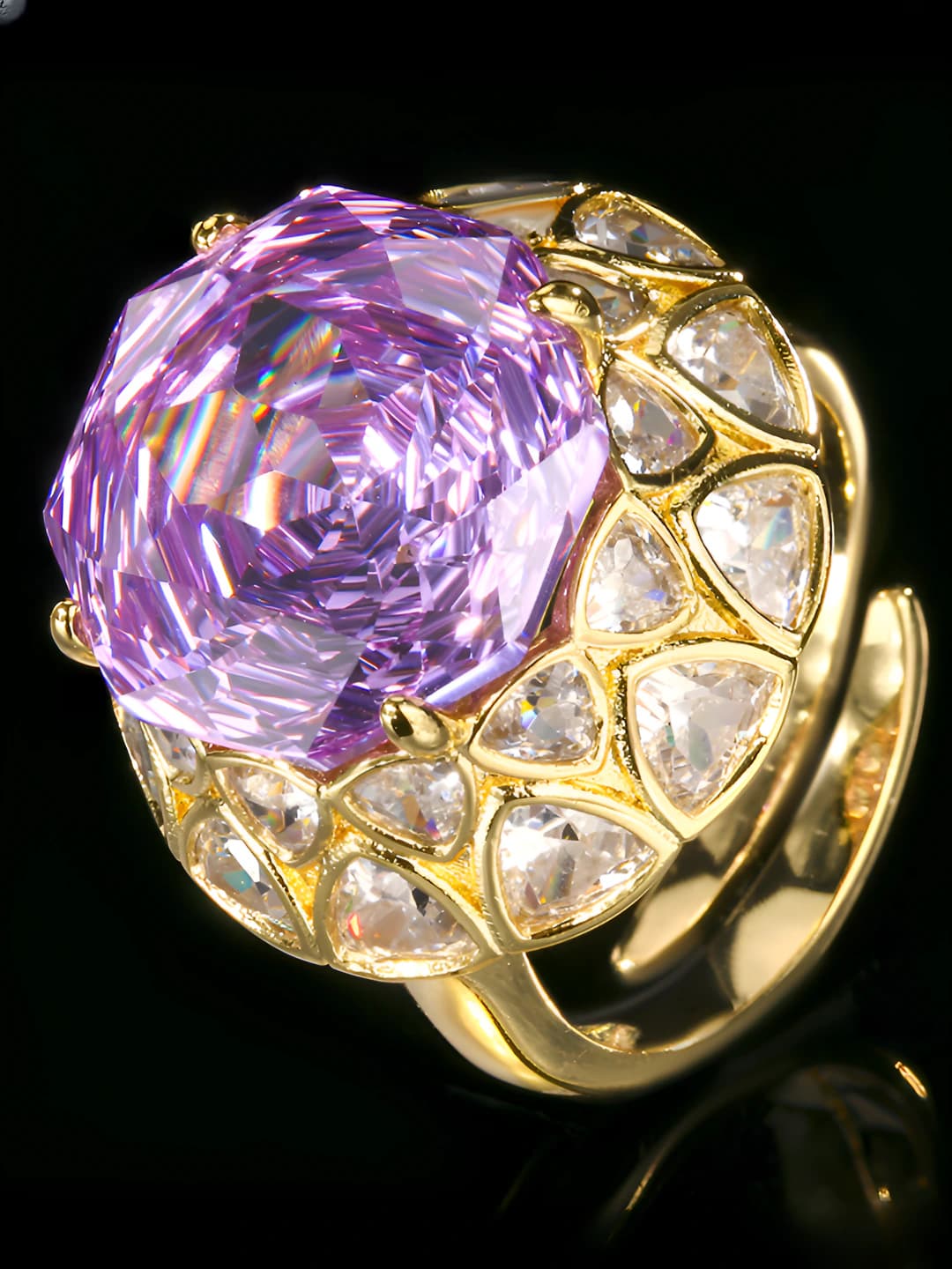 Gold Millennium Cut Lilac Ring