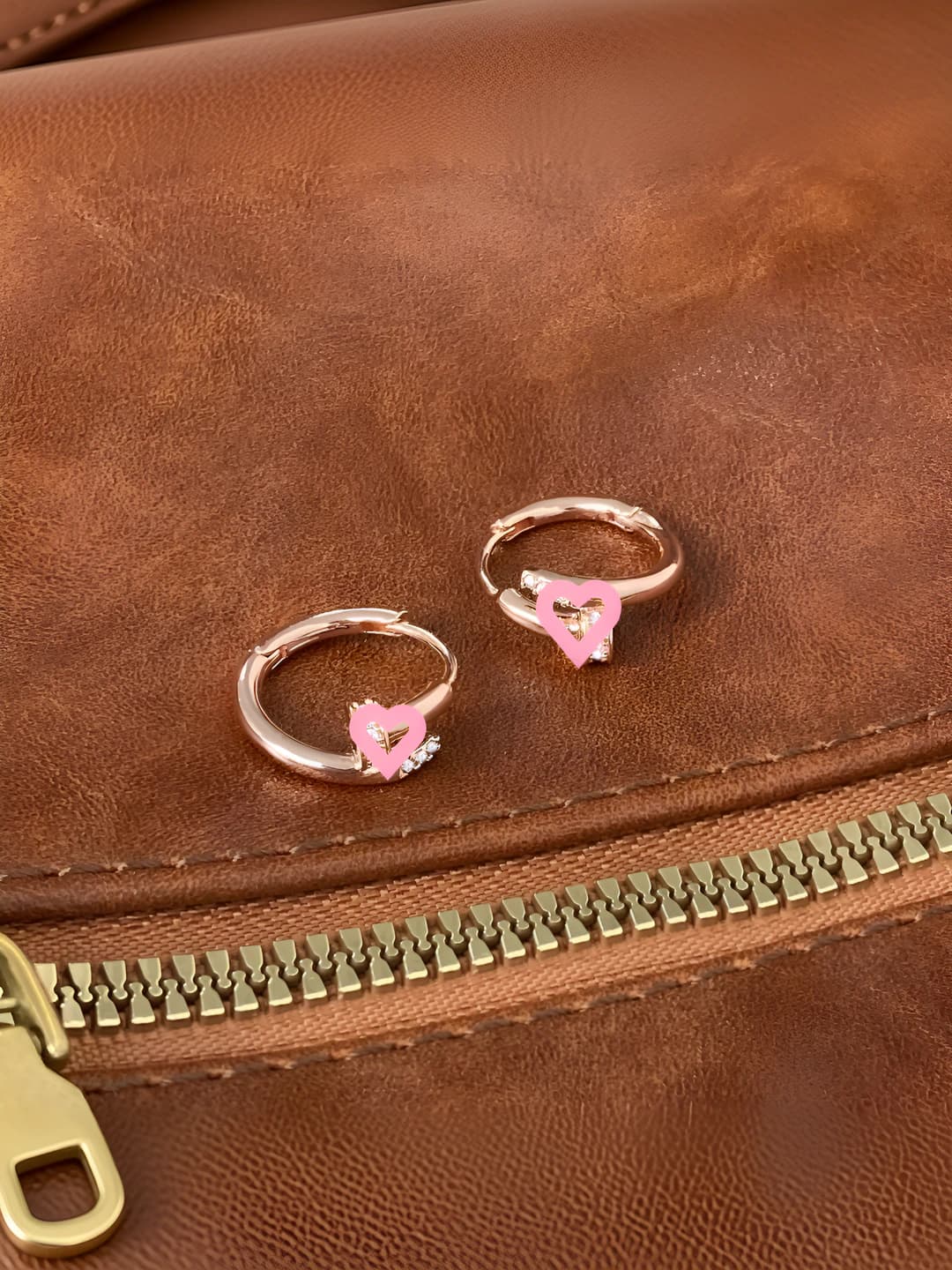 Rose gold micro-set zircon hoop earrings A-21
