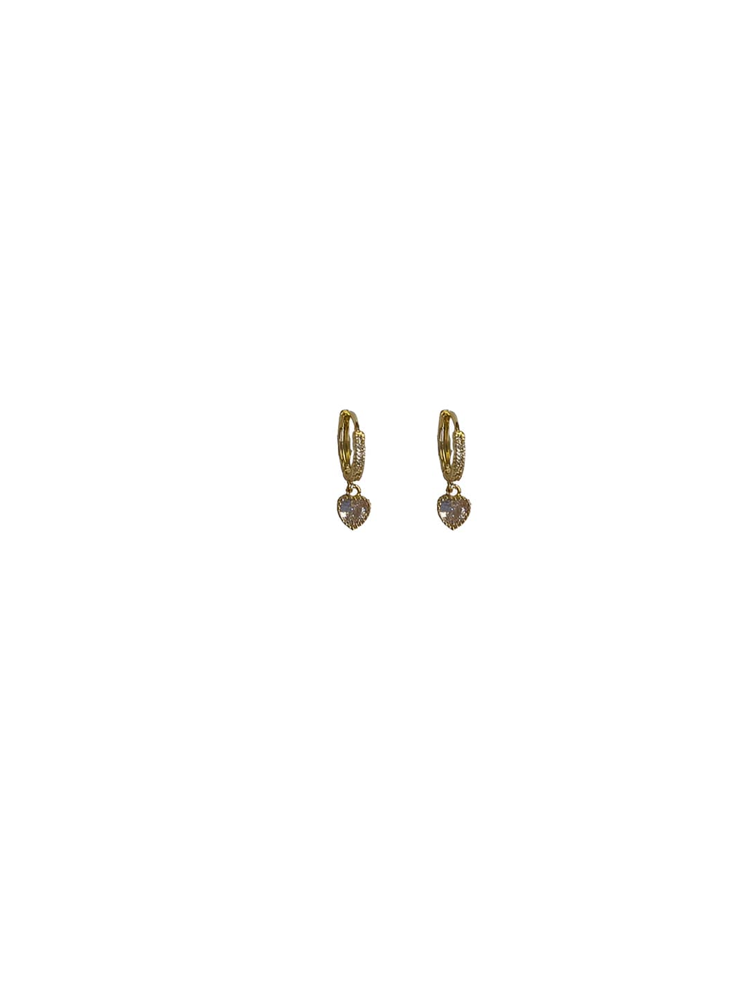 Women's heart-shaped stud earrings with zircon, Korean style, silver