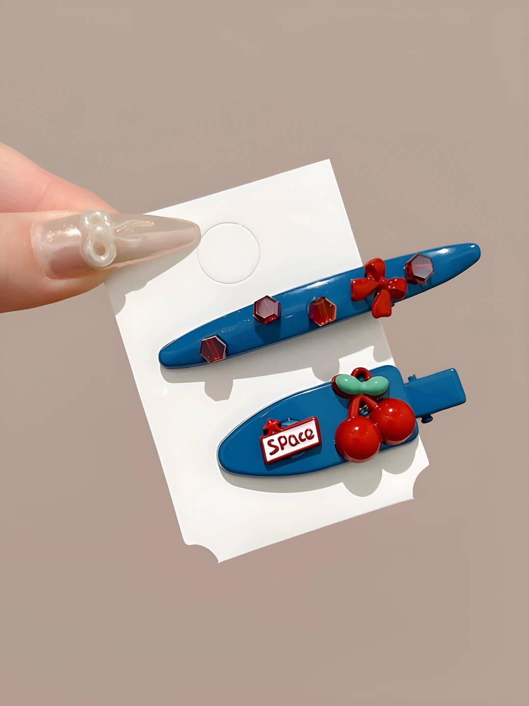 1# Бант и вишня 2 шт 5cm/6.5cm