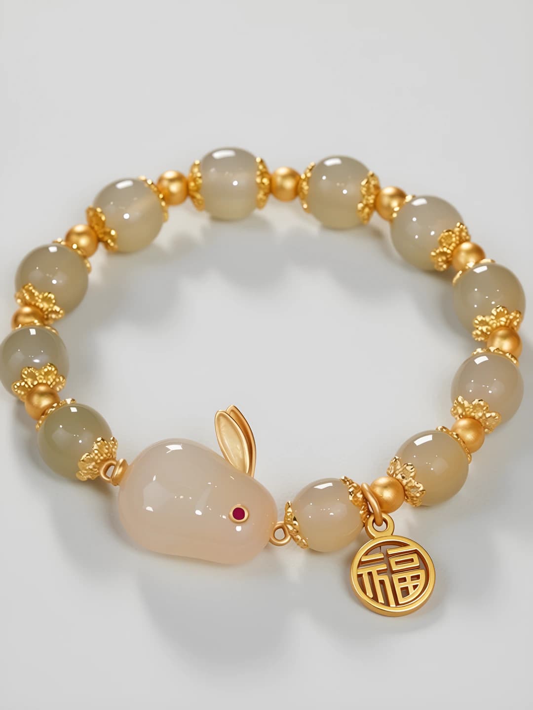 Light green beaded jade rabbit
