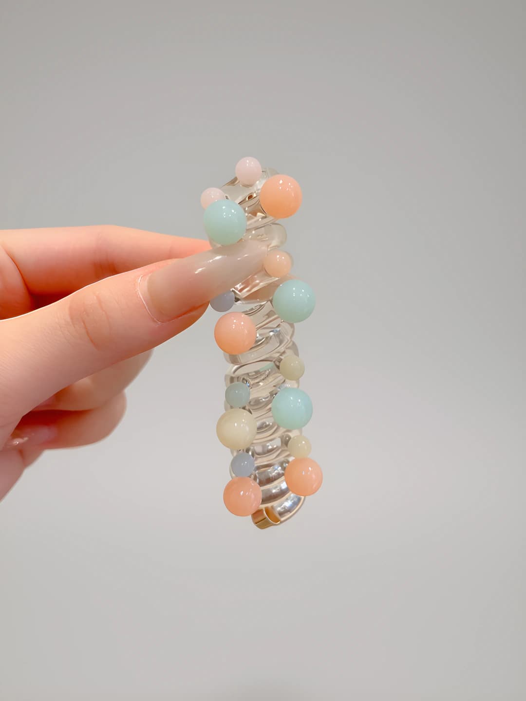 10# Clear multicolour pearl hair tie
