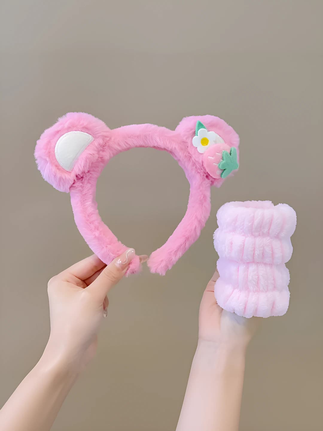 10# Розовый клубничный ободок + браслет