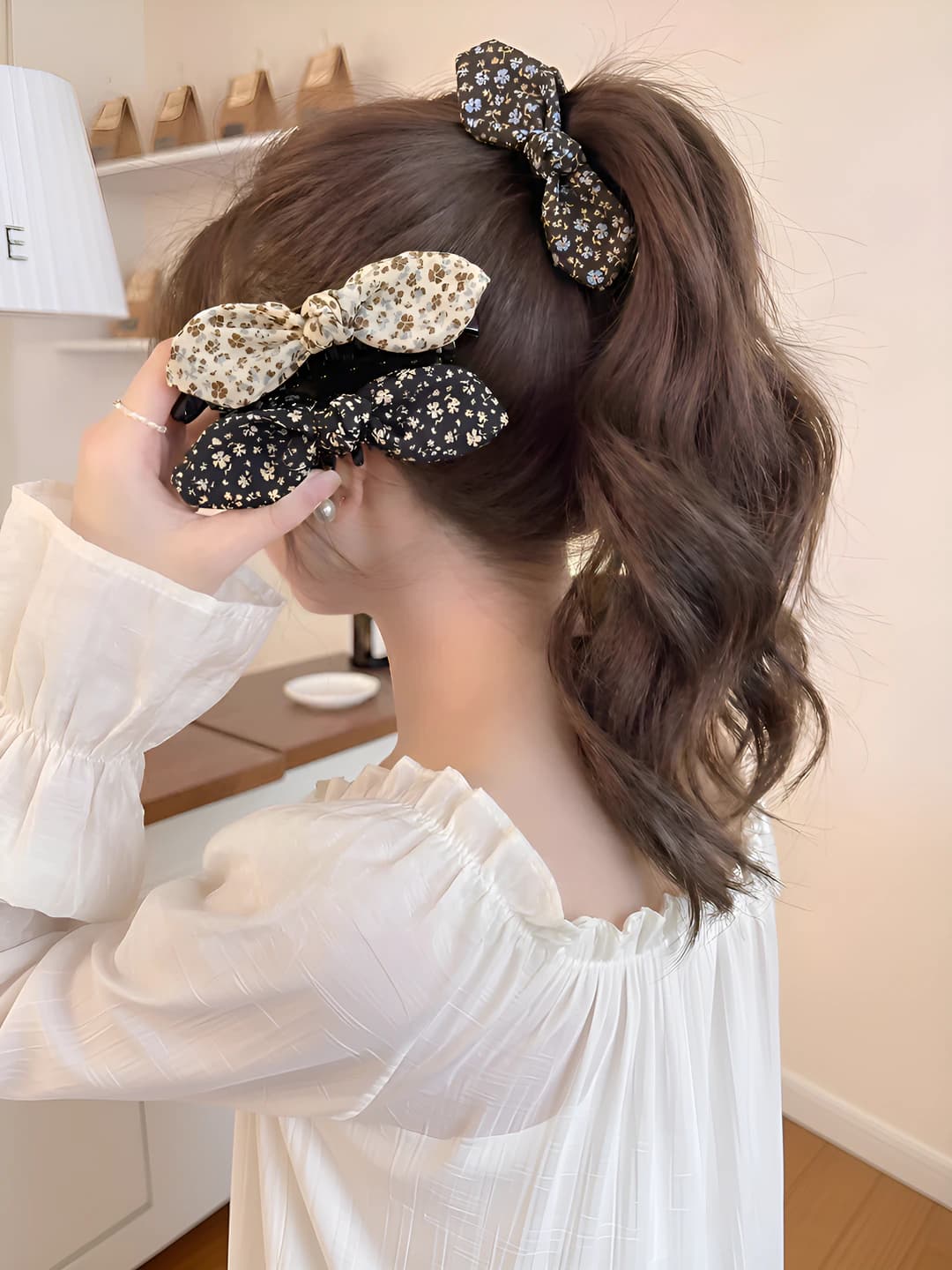 Women's French floral banana hair clip