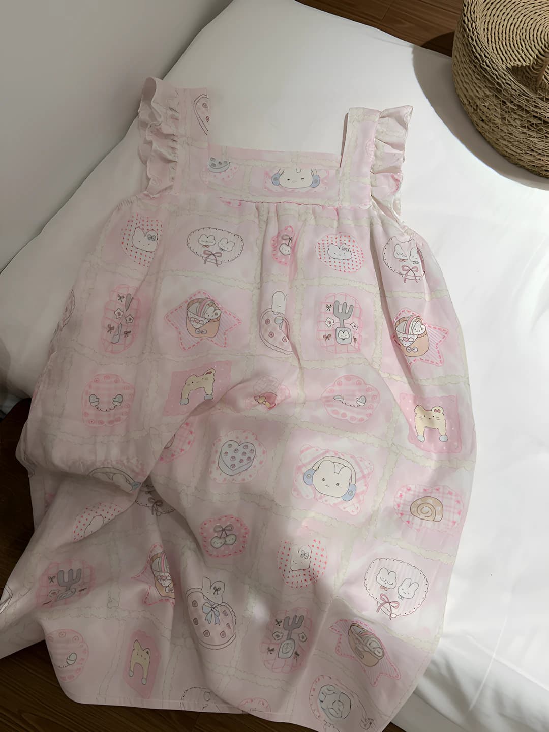 Women's summer thin printed nightgown