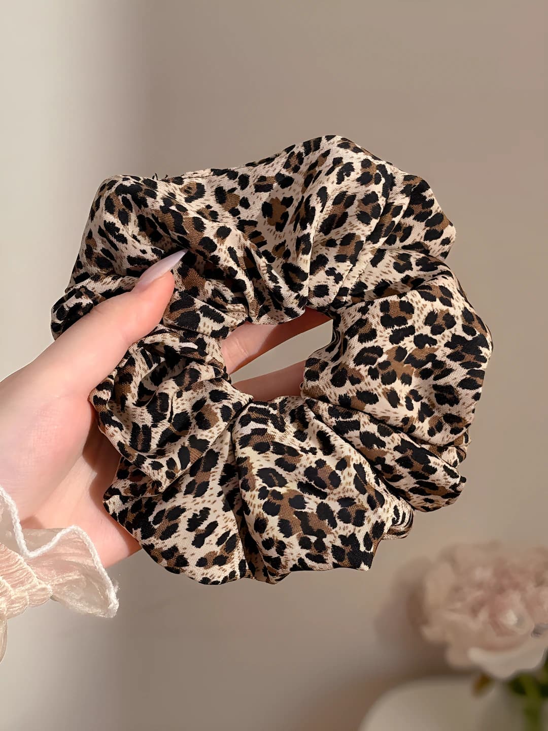 Small leopard hair tie approx 16 cm