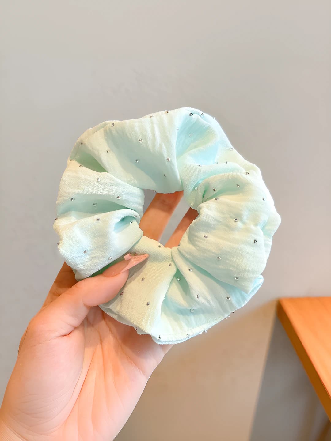 Light blue, rhinestone, large
