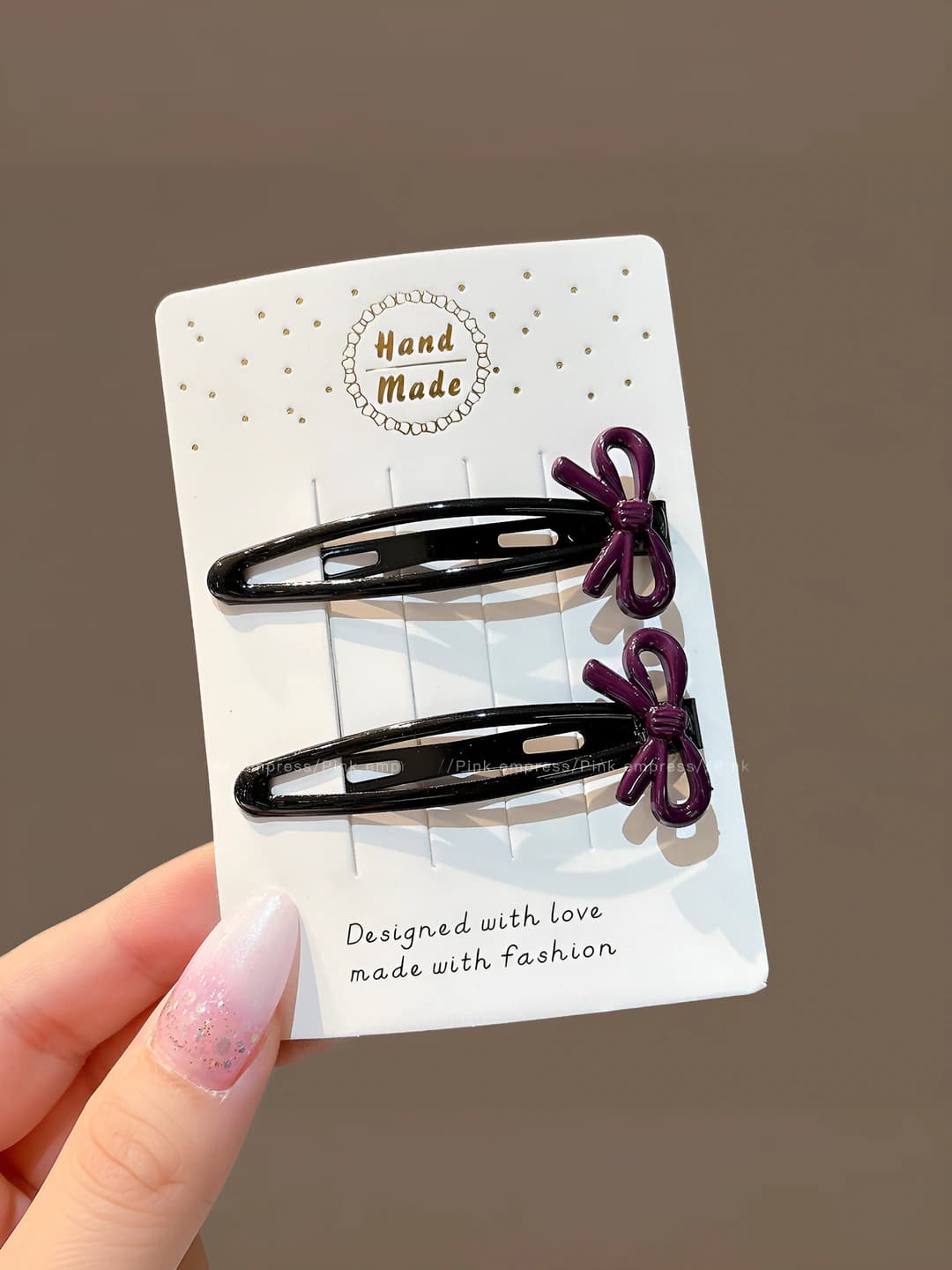 1# Sweet bow BB clip [2 purple] ~6 cm