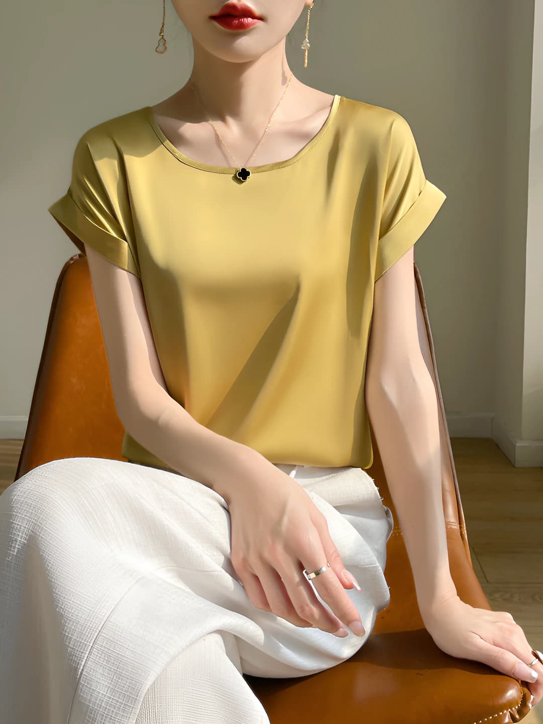 Women's crew neck thin short sleeve loose fit t-shirt, summer 2026
