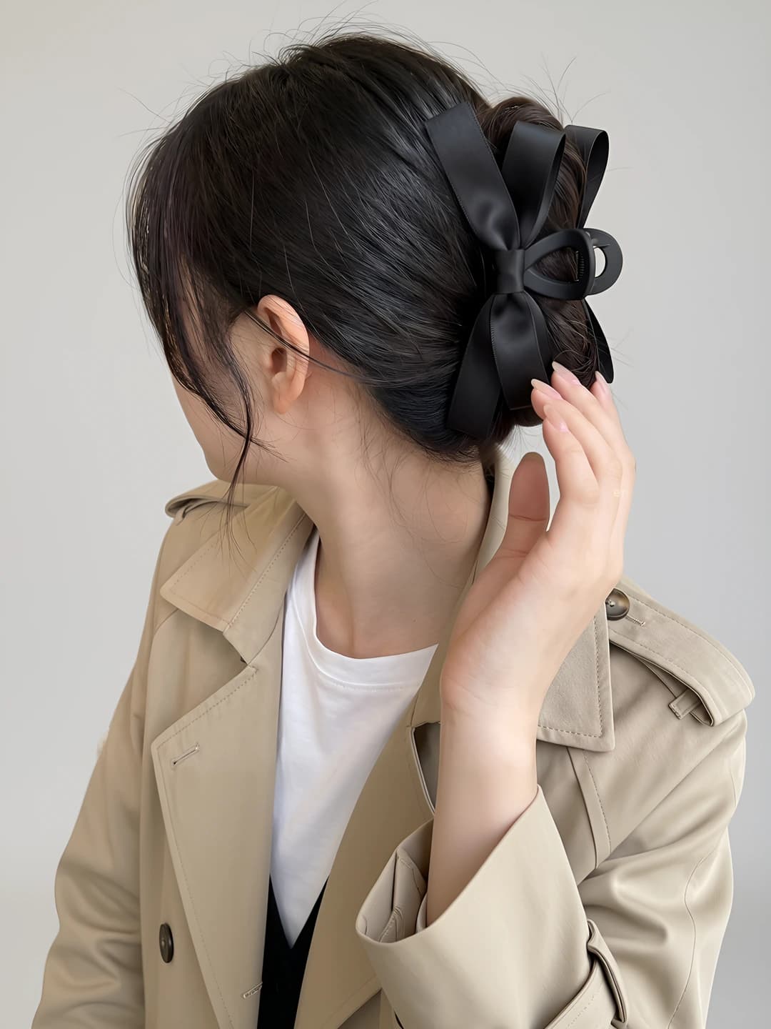2# Black matte bow clip 13 cm