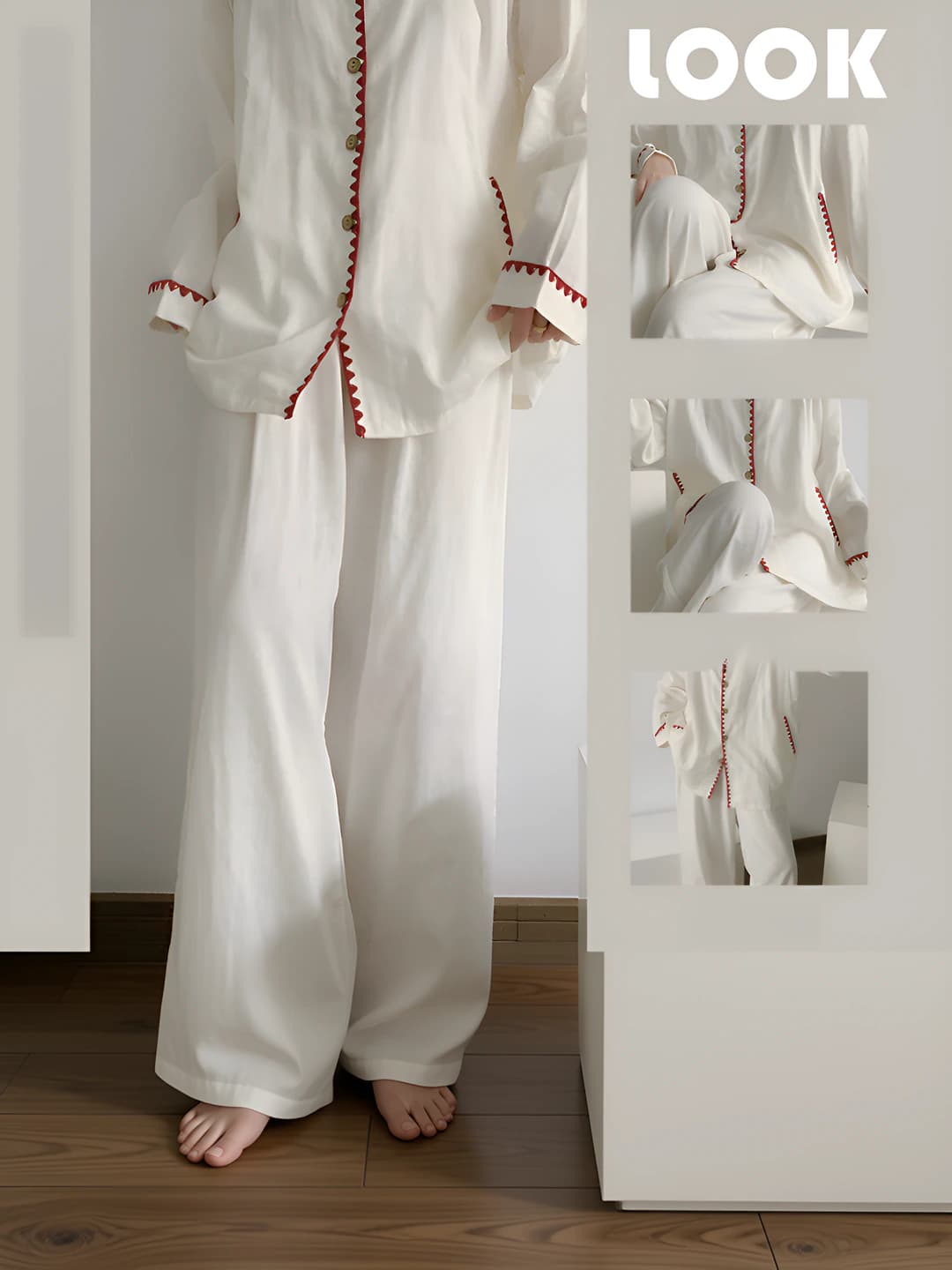 Women's Korean style pajama set with lapel collar, long sleeve and trousers, for spring-autumn and winter, plus size, 2026