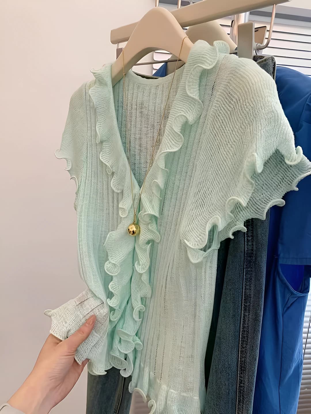 Women's 2026 summer knitted top, striped, V-neck, short sleeve, loose fit