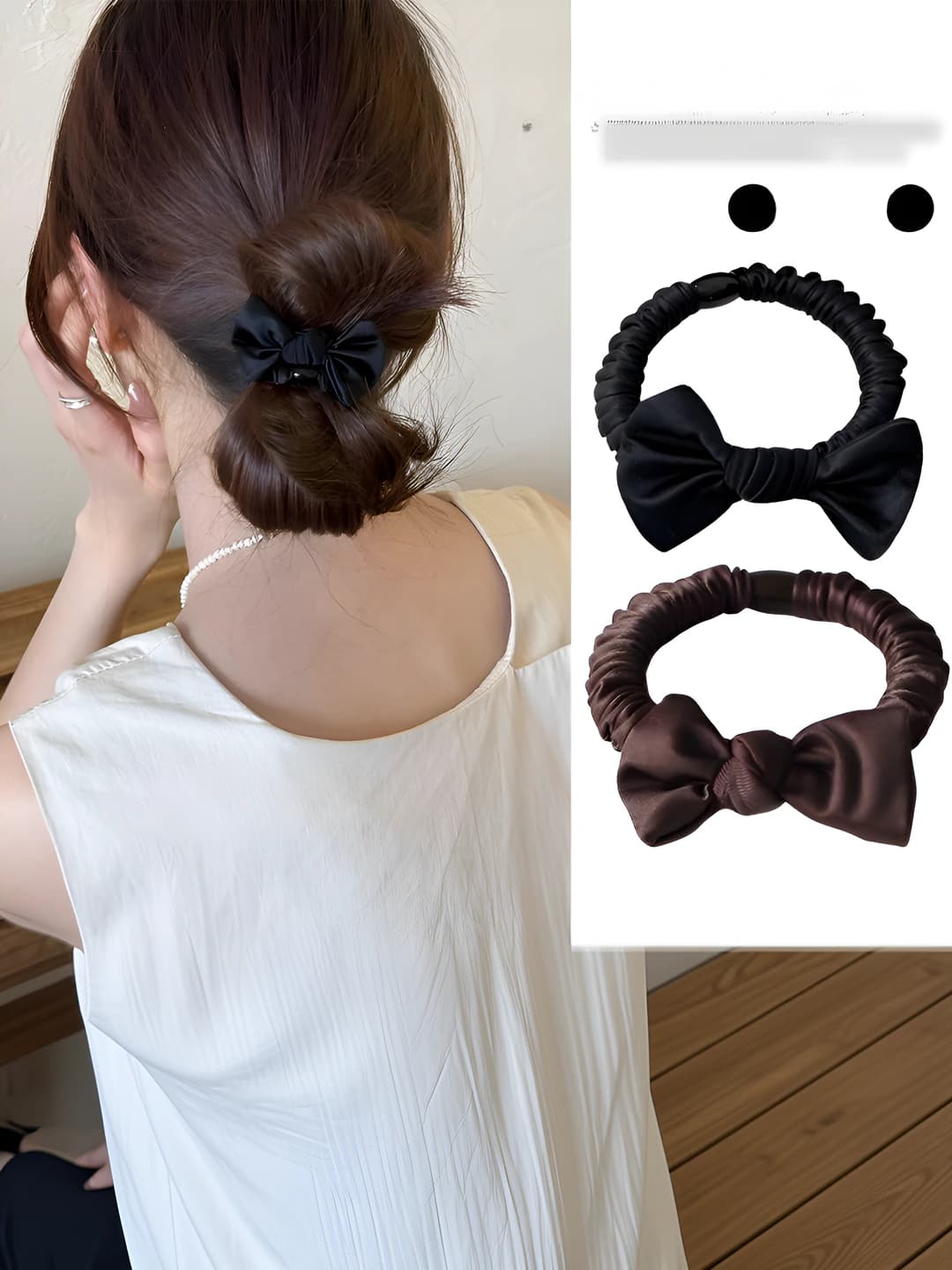 Ayollar uchun 2026 yilgi koreys uslubidagi elastik ipakli bow scrunchie, qo'lda ishlangan, aralash mato, shirin va tiniq dizayn elementi