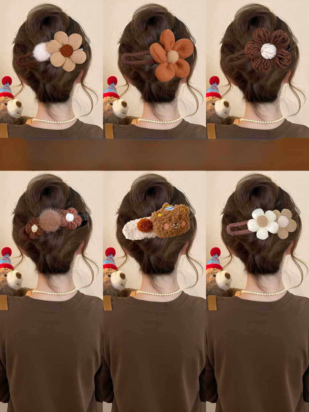 Women's retro large fluffy flower hair clip for updo