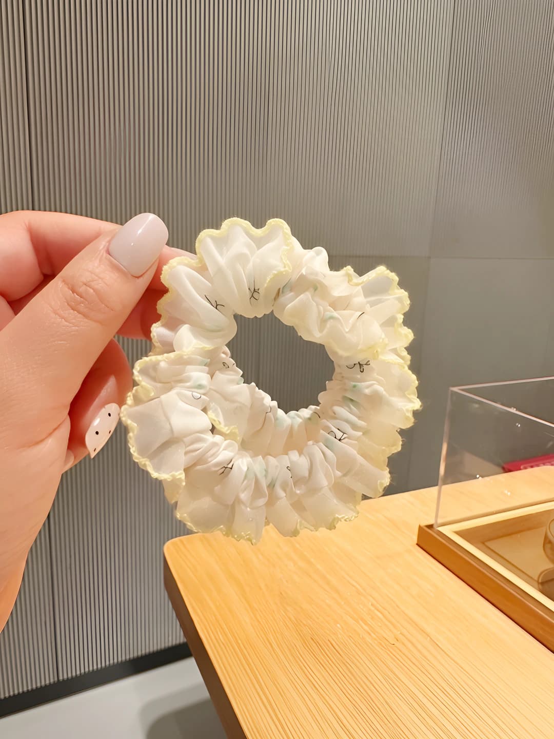 Yellow lace cherry hair tie