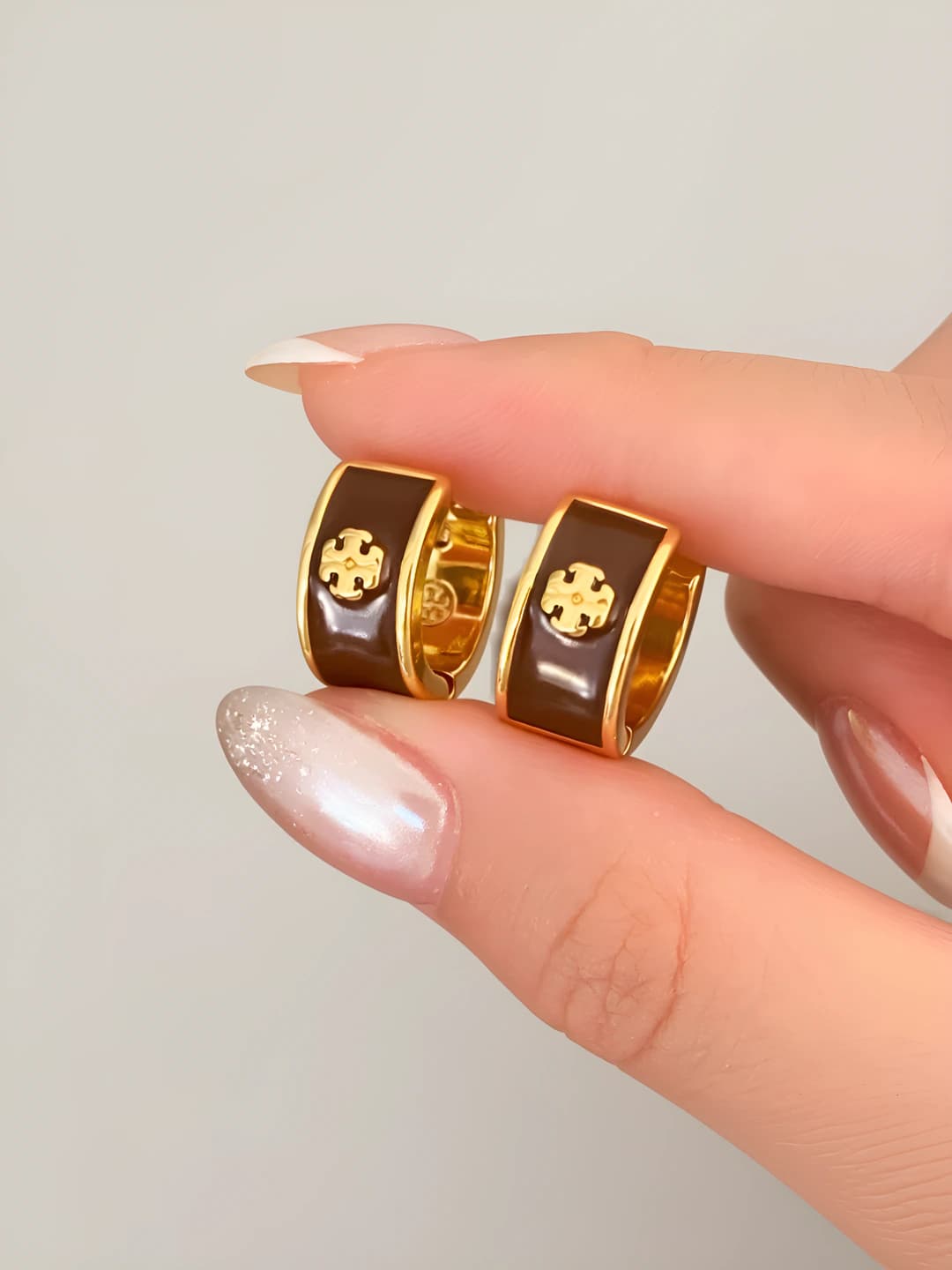 Gold coffee earrings