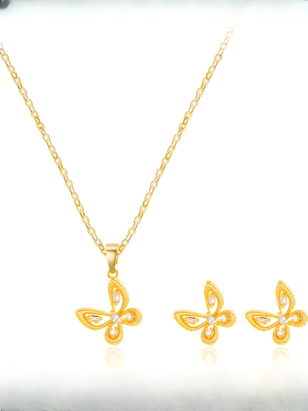 Women's zircon set with copper alloy: earrings and necklace with pendant