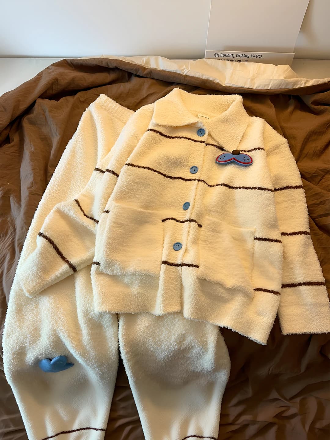 Women's fleece-lined, thickened, printed, lapel collar, long sleeve, plus size, autumn-winter, warm, Korean style, sweet yellow pajama set