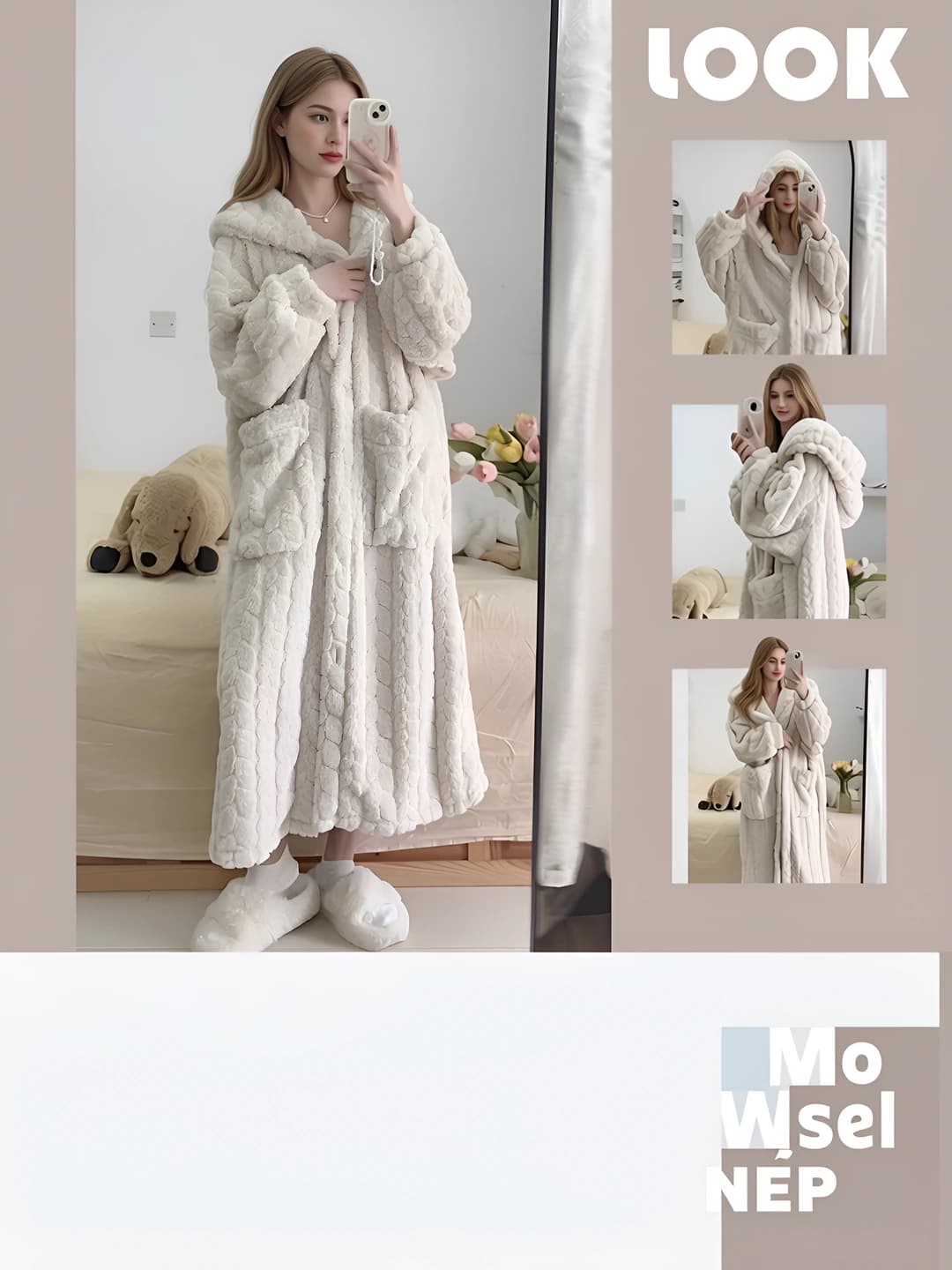 Молочный жаккардовый халат