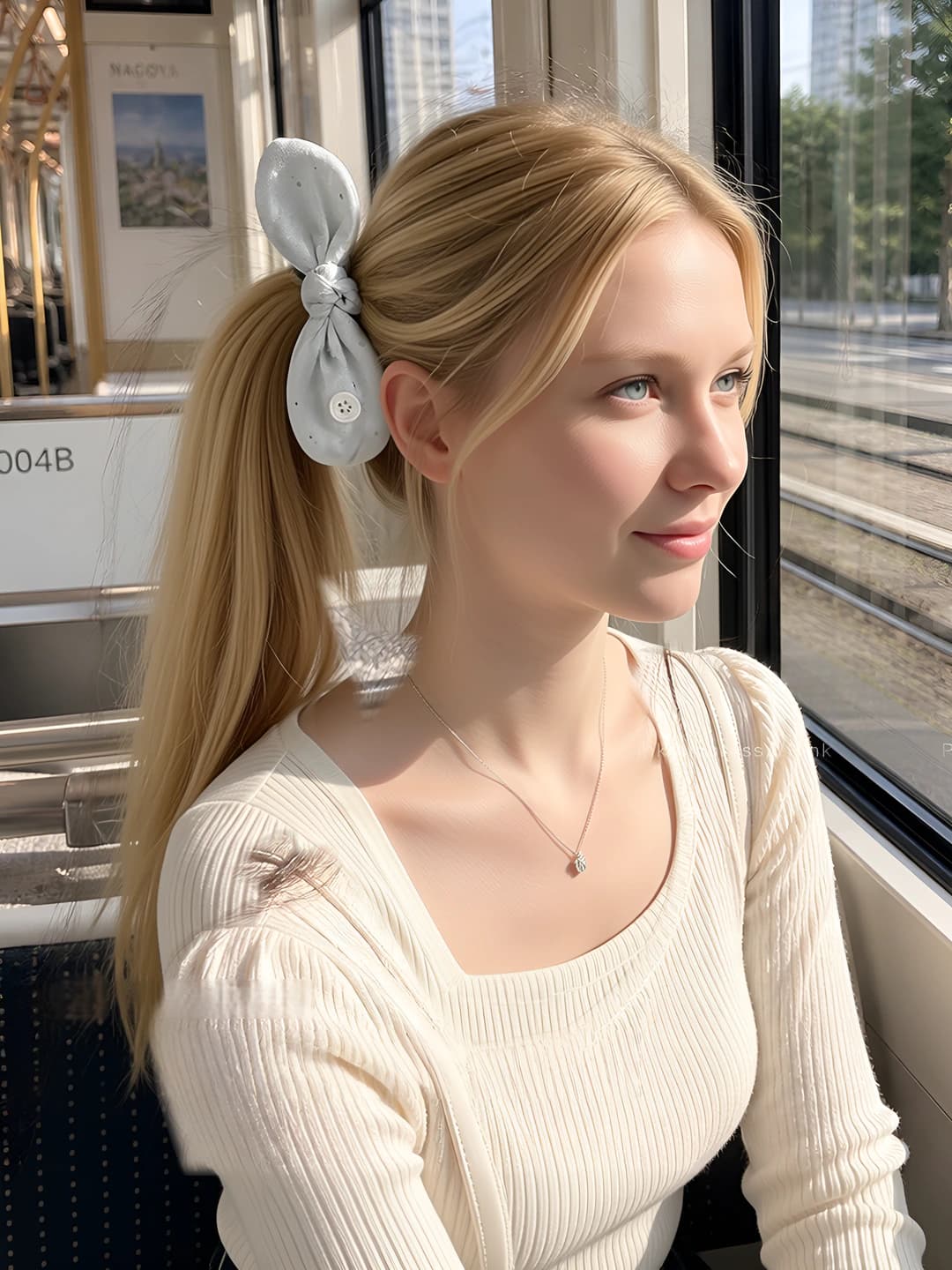 1# Grey bow clip base ~12.5cm