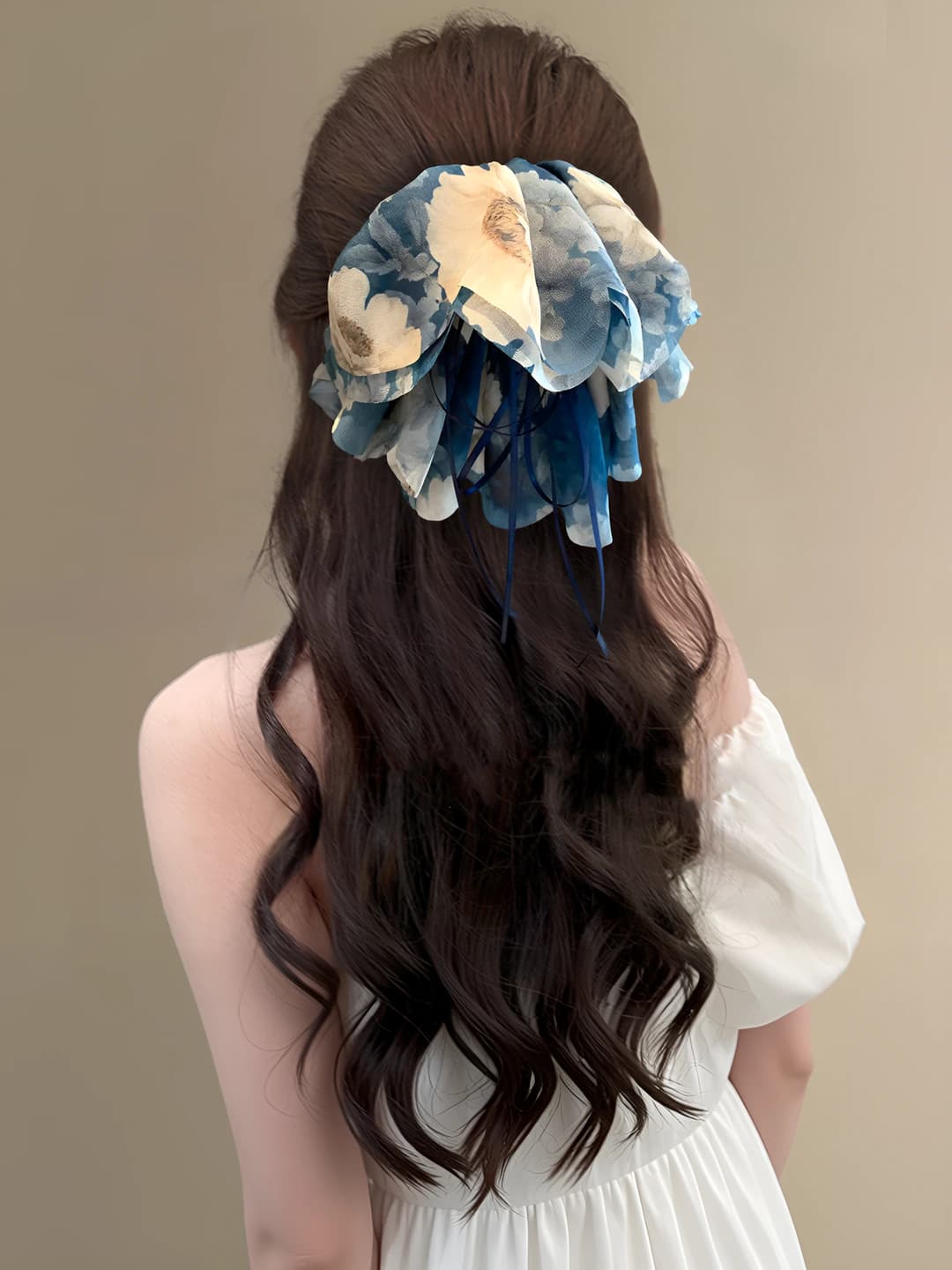 Navy, floral, 4 cm