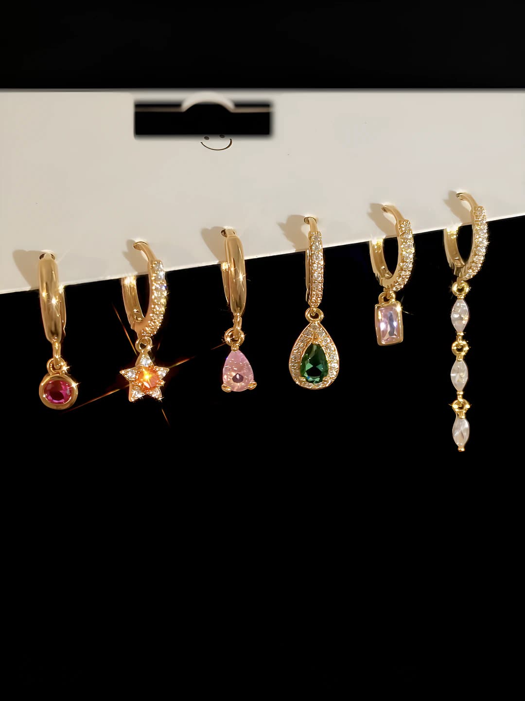 Women's set of long zircon earrings with tassels