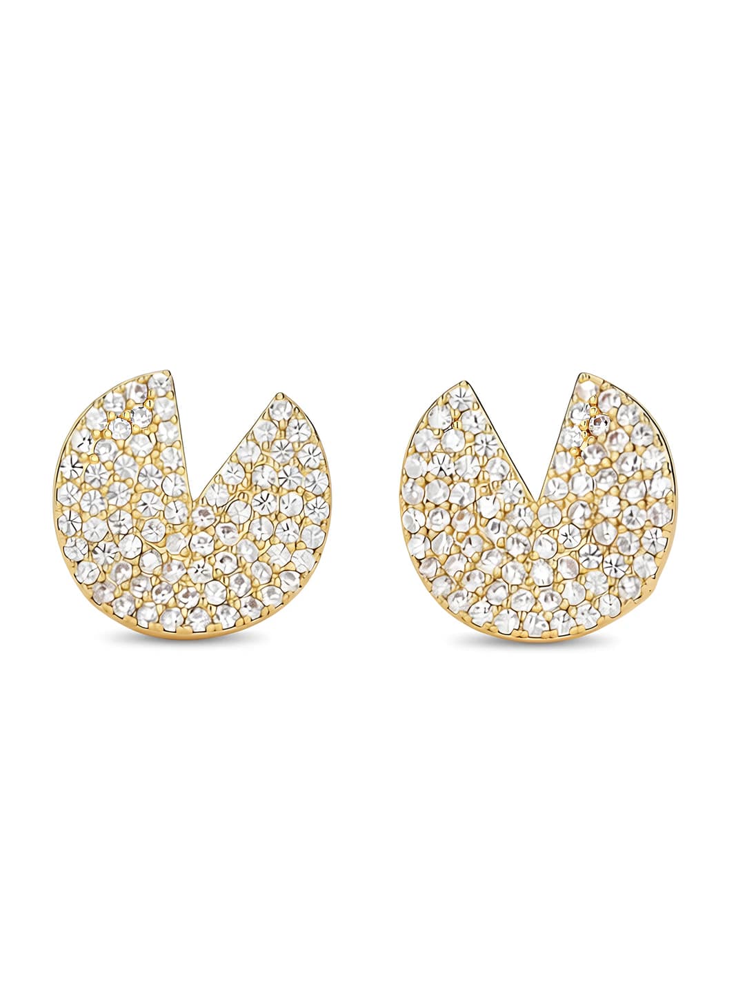 Women's irregular round gold-plated zircon stud earrings, Chanel style jewelry