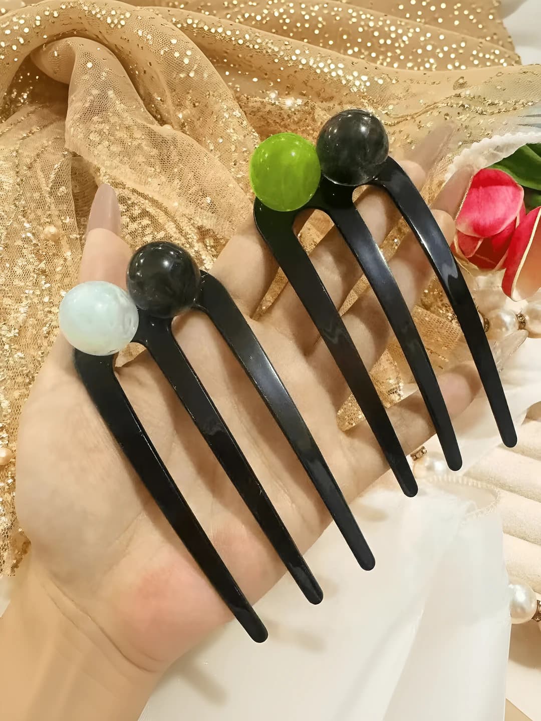 Beige-black + green-black 11 cm
